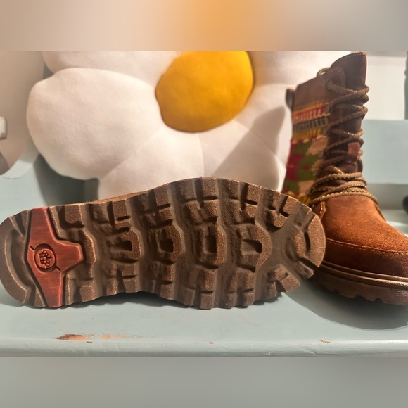 Born Brown Suede Boots with Colorful Aztec Pattern - Picture 2 of 5